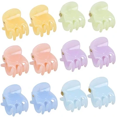 Imagen de TRIXES Juego de 12 Sujetadores para el cabello Pinzas con Pinches Estilo Miniatura 6 Colores Pastel Surtidos