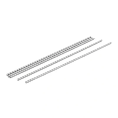 Imagen de sourcing map Varillas roscadas en tono plateado 5 PC M4 x 180 mm 0,7 totalmente de acero inoxidable 304