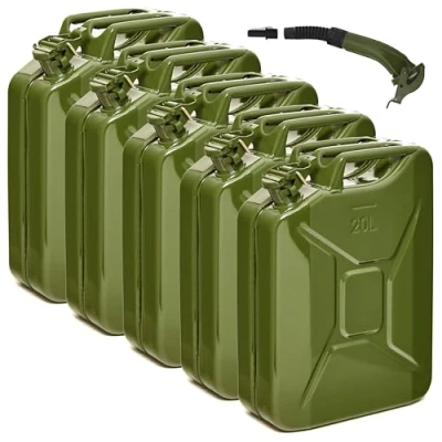 Imagen de BW® Bidón de combustible metal, 5 x 20 litros, con boquilla verde oliva RAL 6003 Certificado TÜV y autorización UN Fabricado en Europa