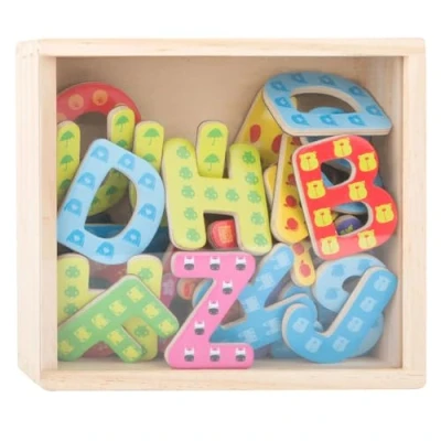 Imagen de Small Foot Letras magnéticas Multicolores Educate“, Madera, 37 Letras, ABC y Escribir primeras Palabras, 10732