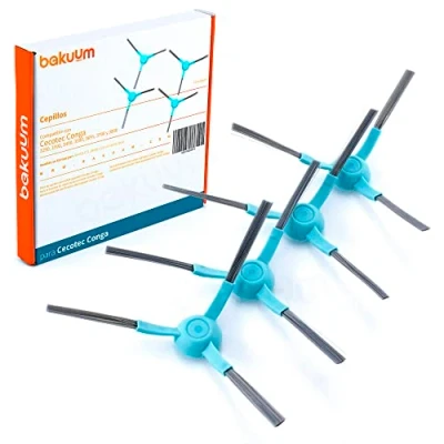 Imagen de BAKUUM Pack 4 cepillos, escobillas Laterales, para Cecotec Conga Series 3290, 3390, 3490, 3590, 3690, 3790 y 3890. repuestos Accesorios Robot Aspirador