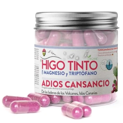 Imagen de HIGO TINTO de Tuno Canarias con Magnesio y Triptófano (90 Capsulas), Suplemento Origen Natural, Complemento ECO Vegano Reduce Cansancio Fatiga, Regula Estado Anímico, Formación Melatonina