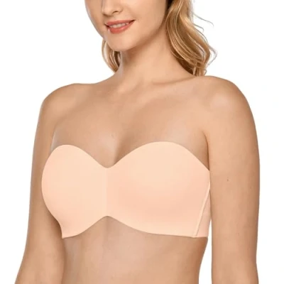 Imagen de DELIMIRA Mujer Sujetador Apoyo Invisible Sin Tirantes con Aros Melocotón Crema 90H