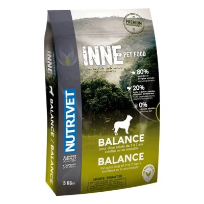 Imagen de NUTRIVET INNE Chien Croquetas sin Cereales Perro Adulto esterilizado o con sobrepeso 80% Ingredientes de Origen Animal 3 kg