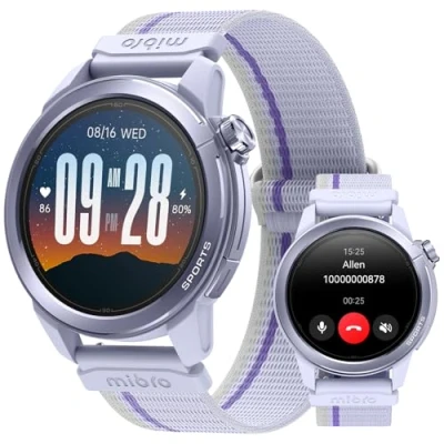 Imagen de Mibro GS Active2 Smartwatch para Padel con 39,68g Ultraligero, Reloj Inteligente Running GPS, Llamadas Bluetooth, Impermeable 5ATM, 150 Modos Deportivos, Compatible Android &amp; iOS, Lila