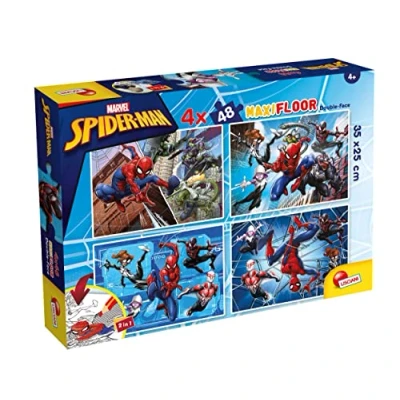 Imagen de Liscianigiochi Puzzle infantil para colorear, color rompecabezas de doble cara maxifloor 4x48 spiderman (47246)