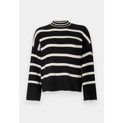 Imagen de ONLY Onlibi Higneck Jersey de punto, Mujer, Talla: Small, Black stripes/whitecap gray melange