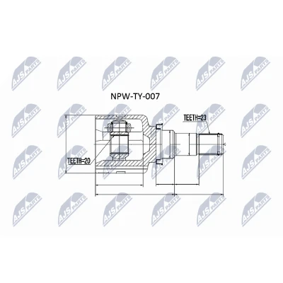 Imagen de NTY NPW TY 007 Junta Homocinética Eje delantero, izquierda, derecha TOYOTA: Yaris II Hatchback
