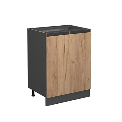 Imagen de Vicco Mueble bajo de Cocina R Line, Roble Dorado/Antracita, 60 cm En Forma J, sin encimera
