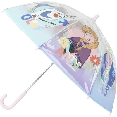Imagen de Paraguas de Burbuja Frozen Apertura Manual Estampado Elsa, Anna y Olaf Elaborado en 100% POE con Estructura Fibra Vidrio Producto Original Diseñado España