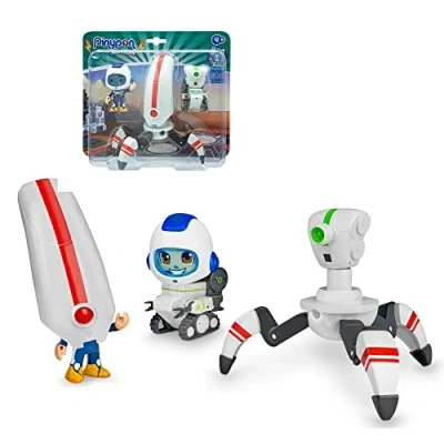 Imagen de Pinypon Action Robots Space Pack, 3 Figuras Diferentes, 2 espaciales y un muñeco Astronauta, con Piezas Desmontables e Intercambiables, para niños niñas Desde 4 años, Famosa (700017340)