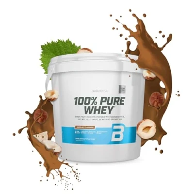 Imagen de BioTechUSA 100% Pure Whey Proteína en Polvo con BCAA y Glutamina Sin Gluten, Aceite de Palma, 4 kg, Avellanas
