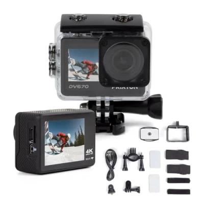 Imagen de PRIXTON Cámara Deportiva DV670 Resolución 4K Doble Pantalla WiFi y App móvil Estabilizador óptico