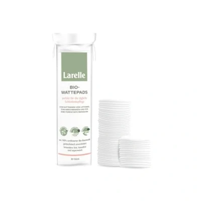 Imagen de Larelle GOTS Ecocert Almohadillas de algodón orgánico, 80 unidades, diámetro 57 mm, perfectas para el cuidado diario la belleza