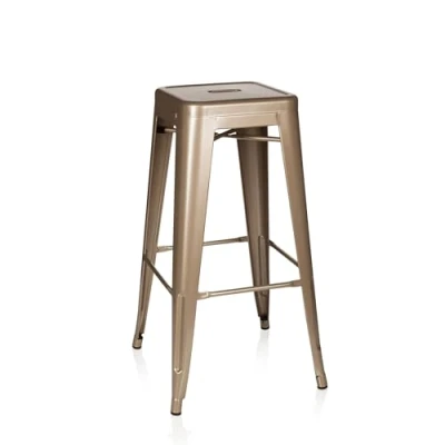 Imagen de hjh OFFICE 645013 Taburete de Bar VANTAGGIO High Metal Champán, apilable, Acero Estable, Industrial Style