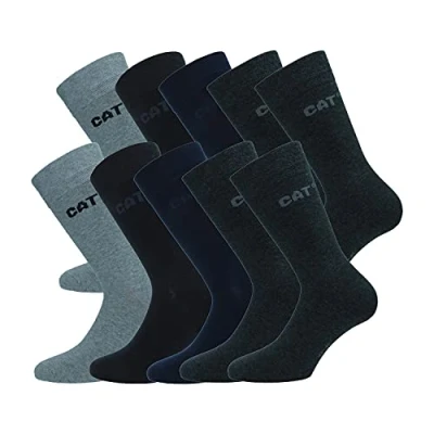 Imagen de CAT Caterpillar 10 pares Calcetines cortos hombres en algodón suave Altura debajo de la rodilla (Surtido, 39 42)
