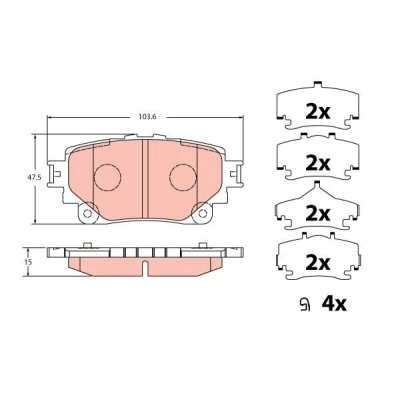 Imagen de TRW GDB2343 Juego de pastillas freno no preparado para indicador desgaste con accesorios TOYOTA: RAV4 V