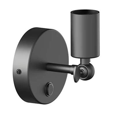 Imagen de ledscom.de Aplique FETRO, interruptor, negro mate, redondo, 1x E27 máx. 60W, iluminación de barra, dormitorio, pasillo, interior, lámpara industrial, Edison, flexible,