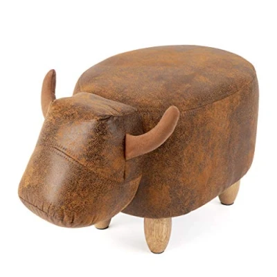 Imagen de Balvi Taburete La Vache Color marrón con Forma de Vaca Patas Madera Polipiel/Madera