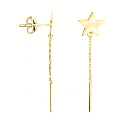 Imagen de SOFIA MILANI Pendientes para Mujeres en Plata de Ley 925 Chapados Oro Pendiente Colgante Barra Cadena Estrella E3036