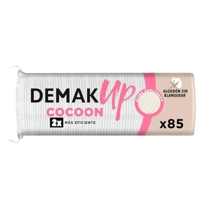 Imagen de Demak&#039;Up Cocoon x85 Discos desmaquillantes Suaves para Cara y Ojos con Textura Acolchada en 3D Fibra de Algodón 100% Natural Paquete 85