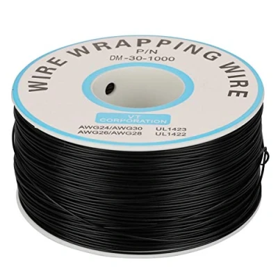 Imagen de Alambre de Cobre Simple Trenzado Resistente A Altas Temperaturas Eléctrico Estañado 0,25 mm Calibre 30 Awg Conductores Unico (negro)