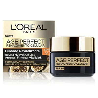 Imagen de L&#039;Oréal Paris, Crema Regeneradora con SPF30 y Complejo Antioxidante para una piel lisa luminosa, Age Perfect Renacimiento Celular, 50 ml