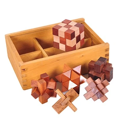Imagen de Gracelaza 6 Piezas Juguetes Rompecabezas de Madera Caja Set IQ Juguete Educativo 3D Brain Teaser Puzzle Juego Niños y Adolescentes