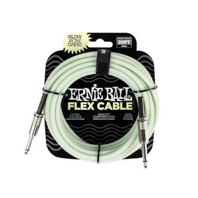 Imagen de Ernie Ball Flex Cable para instrumentos, recto/recto, 6.1m brilla en la oscuridad