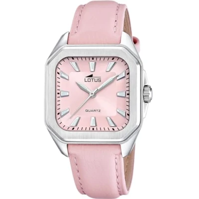 Imagen de LOTUS Reloj Mujer 18968/3 Square Series Caja de Acero Inoxidable 316l Plateado Correa Piel Rosa