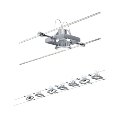 Imagen de Paulmann Set Mac II Sistema de Cableado, Corduo, Corriente Continua, Máx. 7x10 W, Cable Metálico Cromo Mate, Foco Techo, Plástico Para Bombilla GU5,3 Bombillas No Incluidas, 94152