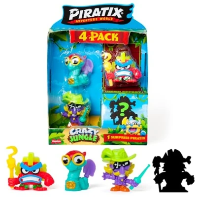 Imagen de PIRATIX ADVENTURE WORLD Serie Crazy Jungle, Pack de 4 Contiene Piratix: 1 neón y Sorpresa; Accesorios neón. 2 6