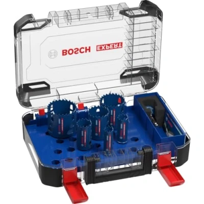 Imagen de Bosch Professional 9 uds. Set de Sierra Corona Expert Tough Material (para Madera con metal, Ø 22 68 mm, Accesorios Taladro impacto rotativo)