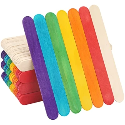 Imagen de G2PLUS 200PCS Palos De Madera Helado Palitos Manualidades para Paletas Caseras, DIY Artesanías, Diseños Creativos (Multi Colored)