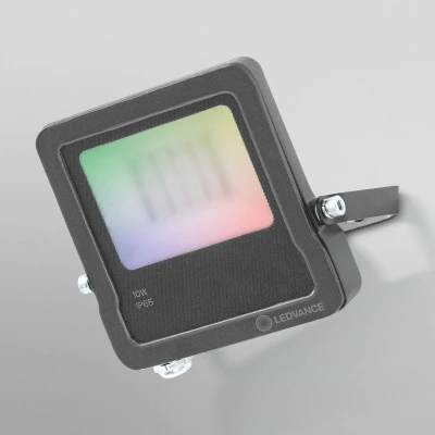 Imagen de LEDVANCE Luz exterior LED inteligente con tecnología WiFi, focos para exterior, colores RGB intercambiables, 10W, fabricada en aluminio gris oscuro, compatible Google y Alexa, SMART+ WIFI FLOOD