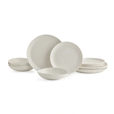 Imagen de Portmeirion Home &amp; Gifts Sophie Conran Juego de cupé 12 Piezas, Blanco Porcelana, 27,9 x 2,5 cm (Blanco, cm)