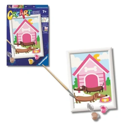 Imagen de Ravensburger CreArt Serie E: El Perrito Moderno, Pintar por Numeros Adultos y Niños, Cuadros para Numeros, Incluye Completo Kit Marco, Niños 7+ Años, 18x13 cm