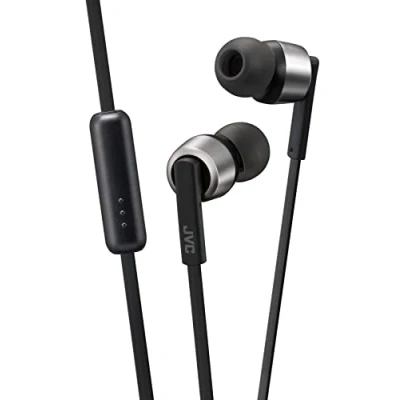 Imagen de JVC HA FX51M B Auriculares intraurales con Cable Control Remoto, micrófono y Bolsa de Transporte, Impermeable IPX4, fácil operación sin enredos, Color Negro Plateado