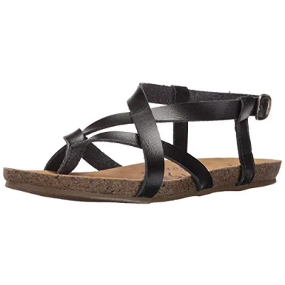 Imagen de Sandalias planas para mujer Blowfish, laguna/turquesa, estilo floral, talla M 9,5 (EE.UU.), color Negro, 37.5 EU