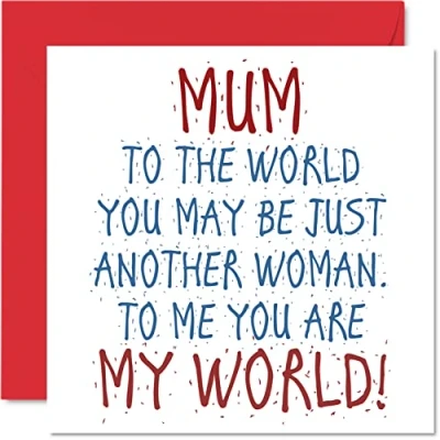 Imagen de Bonitas tarjetas de cumpleaños para mamá Mum You Are My World tarjeta feliz hija o hijo, regalos madre, 145 mm x mm, del día la