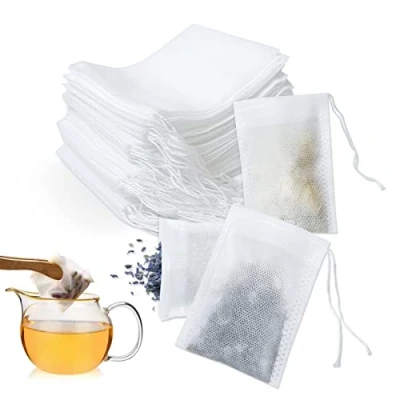 Imagen de 400 Piezas Bolsas Te, 7cm X 9cm De Te Desechables con Cordón, para Bolsitas Té Fragante, Especias, Lavanda