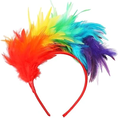 Imagen de TRIXES Diadema de Plumas arcoíris Talla única Accesorio Disfraces Multicolor LGBTQIA2s+ Pride y Carnival