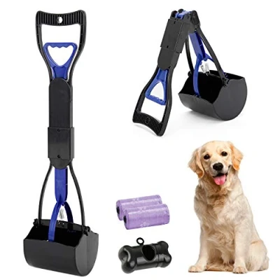 Imagen de Recogedor de Dientes Mango Largo para Mascotas, Plegable, 60,96 cm, portátil, sólido dentado, Limpieza Arenas, Utensilios Gatos y Perros al Aire Libre/Interior (Azul)