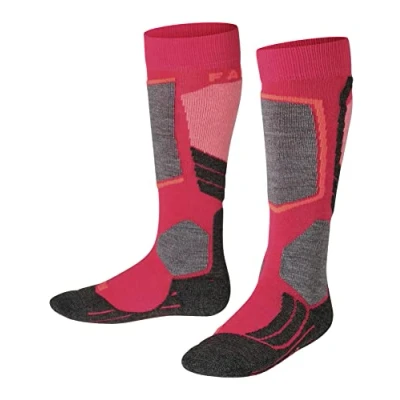 Imagen de FALKE SK2 Intermediate K KH lana hilo funcional calida gruesa 1 par, Calcetines de esquí Unisex niños, Rojo (Rose 8564), 23 26