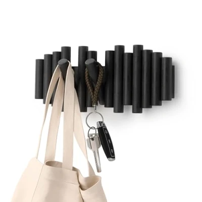 Imagen de Umbra Picket Percha de Pared con 5 ganchos extraíbles, Negro