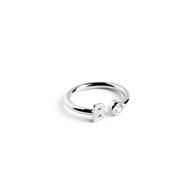 Imagen de SINGULARU Anillo Personalizado Letter Spark Plata Ajustable de Ley 925 con Acabado Baño Rodio Talla Unica Joyas para Mujer Hecho en España Letra B