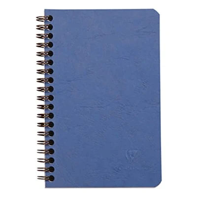 Imagen de Clairefontaine 786164C Un Carnet à Pochettes Spiralé Bleu 11x17 cm 120 Pages Détachables Lignées Papier Blanc 90 g Couverture Carte Lustrée Grain Cuir Collection Age Bag