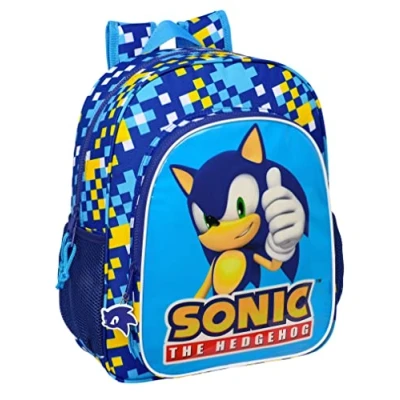 Imagen de SONIC Mochila Escolar Niño, Infantil, Adaptable a Carro, Ideal para Niños en Edad Escolar, Cómoda y Versátil, Calidad Resistencia, 32x12x38 cm, Color Azul