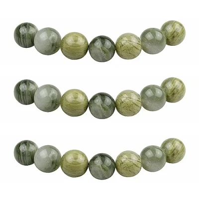 Imagen de MJDCB 10mm 35 piezas Cuentas de Piedra Jade Hierba Verde Redondas Sueltas Piedras Semipreciosas Naturales para Hacer Joyas Pulseras Collares