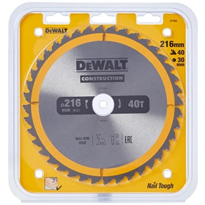 Imagen de DEWALT DT1953 QZ Hoja para Sierra Circular estacionaria 216x30mm, 40Dientes, ATB 5º, Uso en Madera